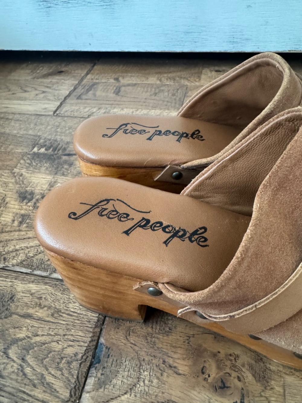 Free People Calabasas Clog Cognac Suede Shoes Women's Size 37 US 7 - Picture 5 of 9